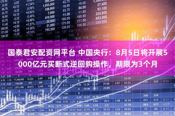 国泰君安配资网平台 中国央行：8月5日将开展5000亿元买断式逆回购操作，期限为3个月